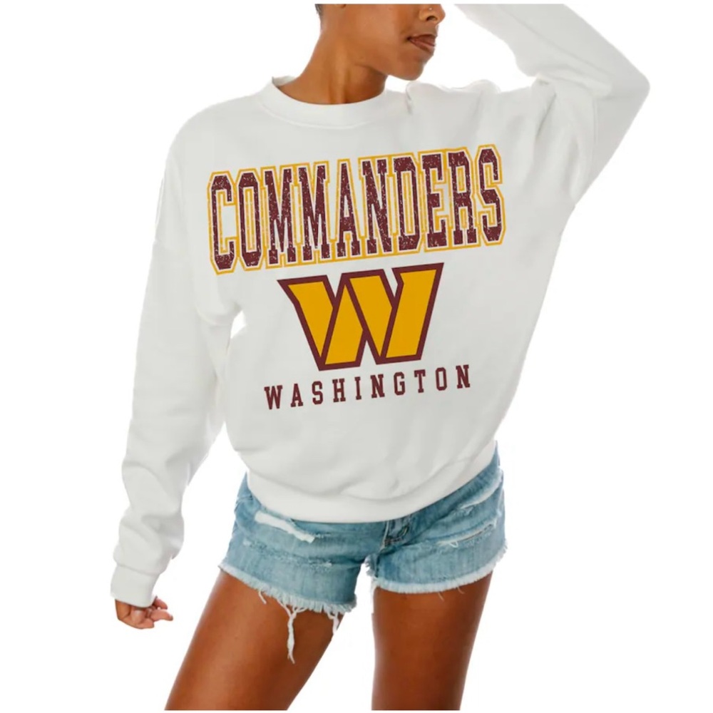 Washington Gameday Couture White Sunday Drives Oversized Crewneck Sweatshirt